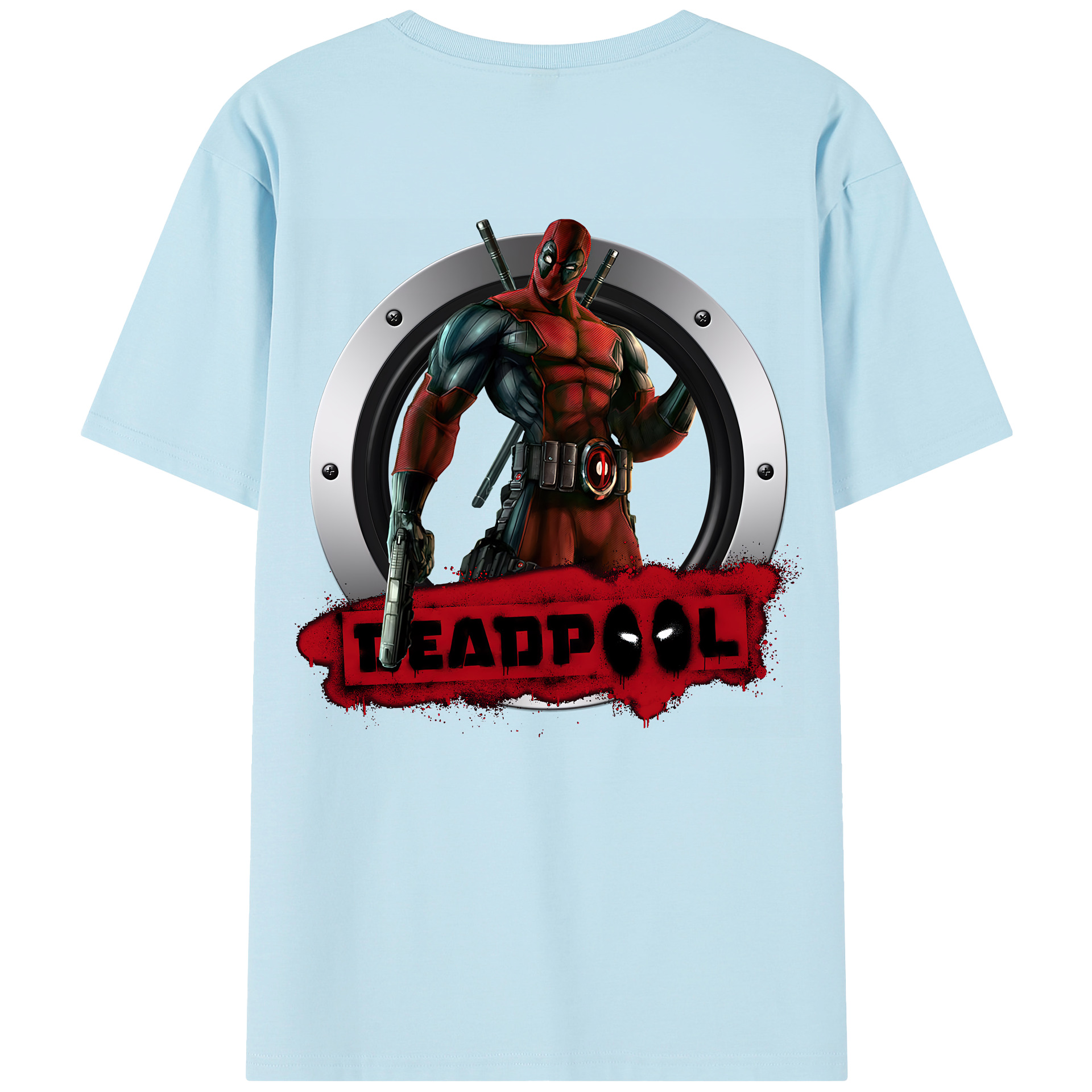 （画像用） Deadpool デッドプール 綿100％半袖Tシャツ（背面プリント）